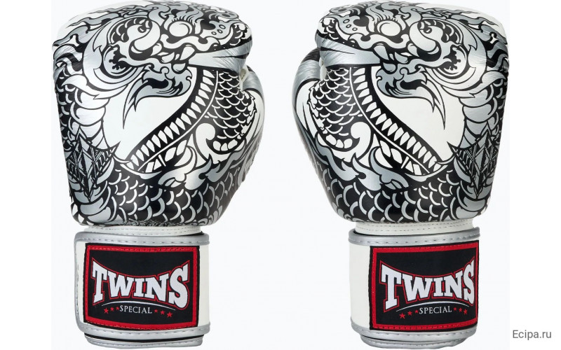 Боксерские перчатки Twins Special FBGVL3-52 Dragon white silver 14 oz